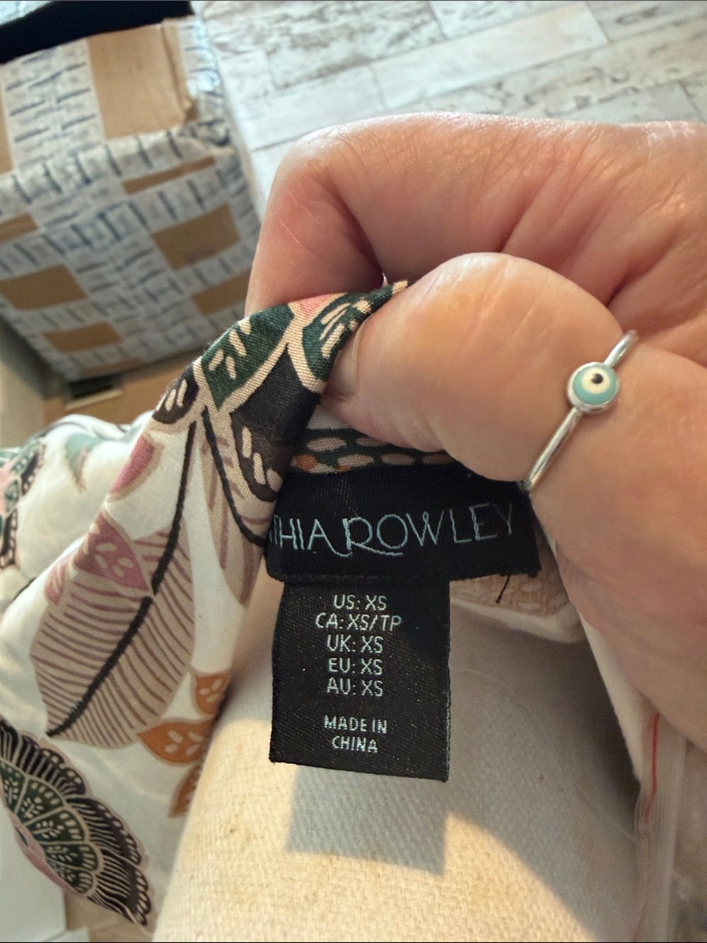 Cynthia Rowley Cream Midi Dress with Pink, Green & Tan Floral Print - Picture 7 of 9